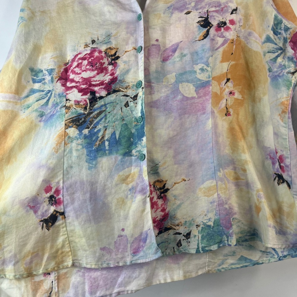 Harve Benard Button Up Shirt Women 2X Multicolor Floral Linen Blend 3/4 Sleeve - Picture 4 of 9
